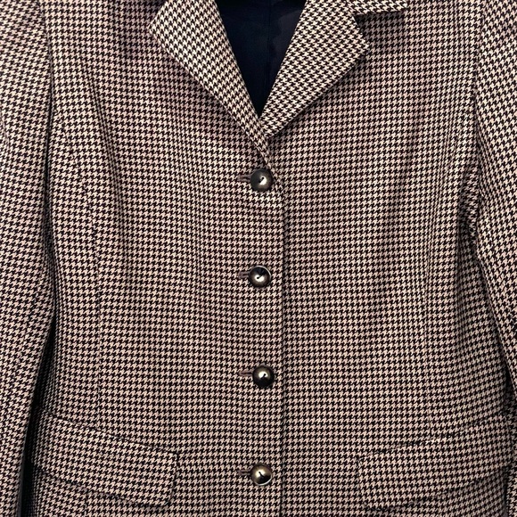 Liz Claiborne 100% wool Black and White Blazer Classic Tailored Design L - Picture 3 of 9